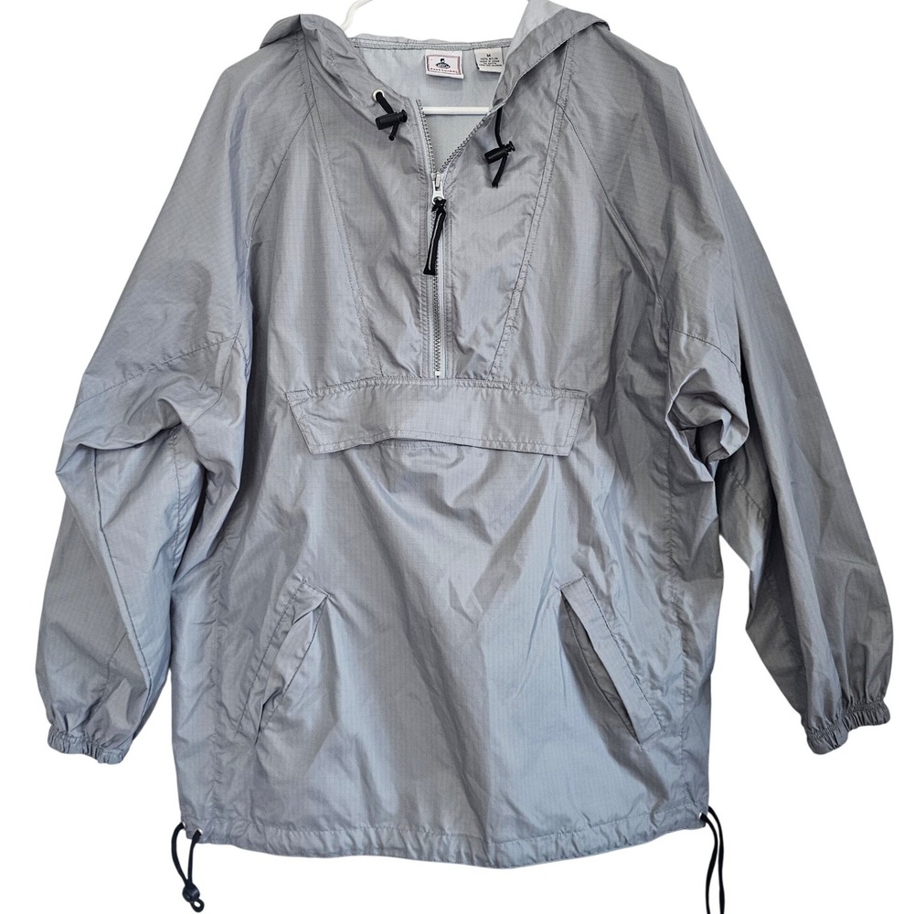 Vintage Foot Locker Grey‎ Ripstop Half Zip Hooded Windbreaker Jacket Mens Medium
